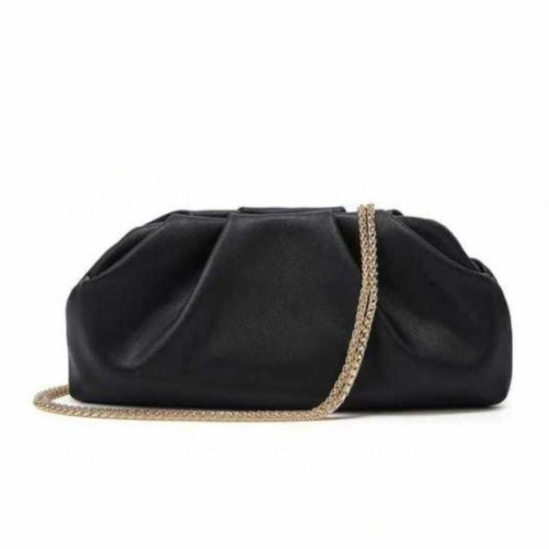 Fashion Gold Chain Y2K Underarm Bag Women Pleated Solid Color Luxury Design Shoulder Bag Ladies Harajuku Versatile Handheld Bags
