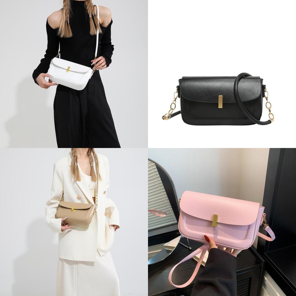 Chic Pu Leather Shoulder Bag Fashionable Chain Stitch Small Square Crossbody