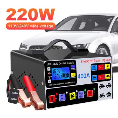 400A Autobatterieladegerät LCD-Anzeige Batterie Hohe Leistung Schnellladegerät Intelligentes Puls-Reparatur-Ladegerät Selbstabschaltendes Batterieladegerät