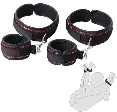 Sex Bondage Gear Wrist Thigh Cuffs Restraints Set Women Adjustable Leg Straps Handcuffs Couple Beginner SM