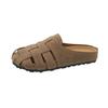 New sandals hollow 2025 flat bottom comfortable breathable retro half slippers women's summer wear lazy bag head weaving