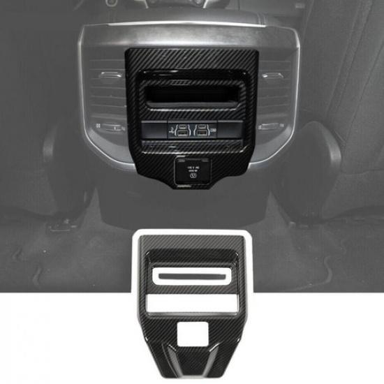 For 2019-2024 Dodge RAM 1500 Carbon Fiber Rear Control Panel Air Vent Cover Trim