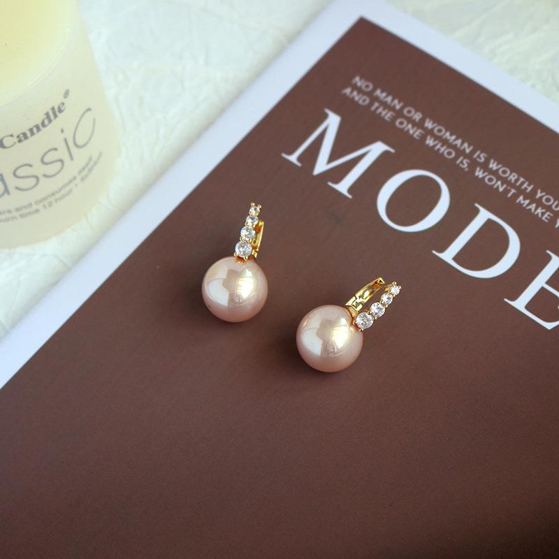 2024 Hot Pink Pearl Stud Earrings - Women's Niche High-End French Design