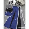High Quality Alo Side Stripe Yoga Set Sleeveless Top Flared Pants 2 Piece Workout Outfit