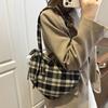 Printed Red Plaid Tote Bag Cloth Women's Handbag Fashion Heart Shoulder Bag  Female