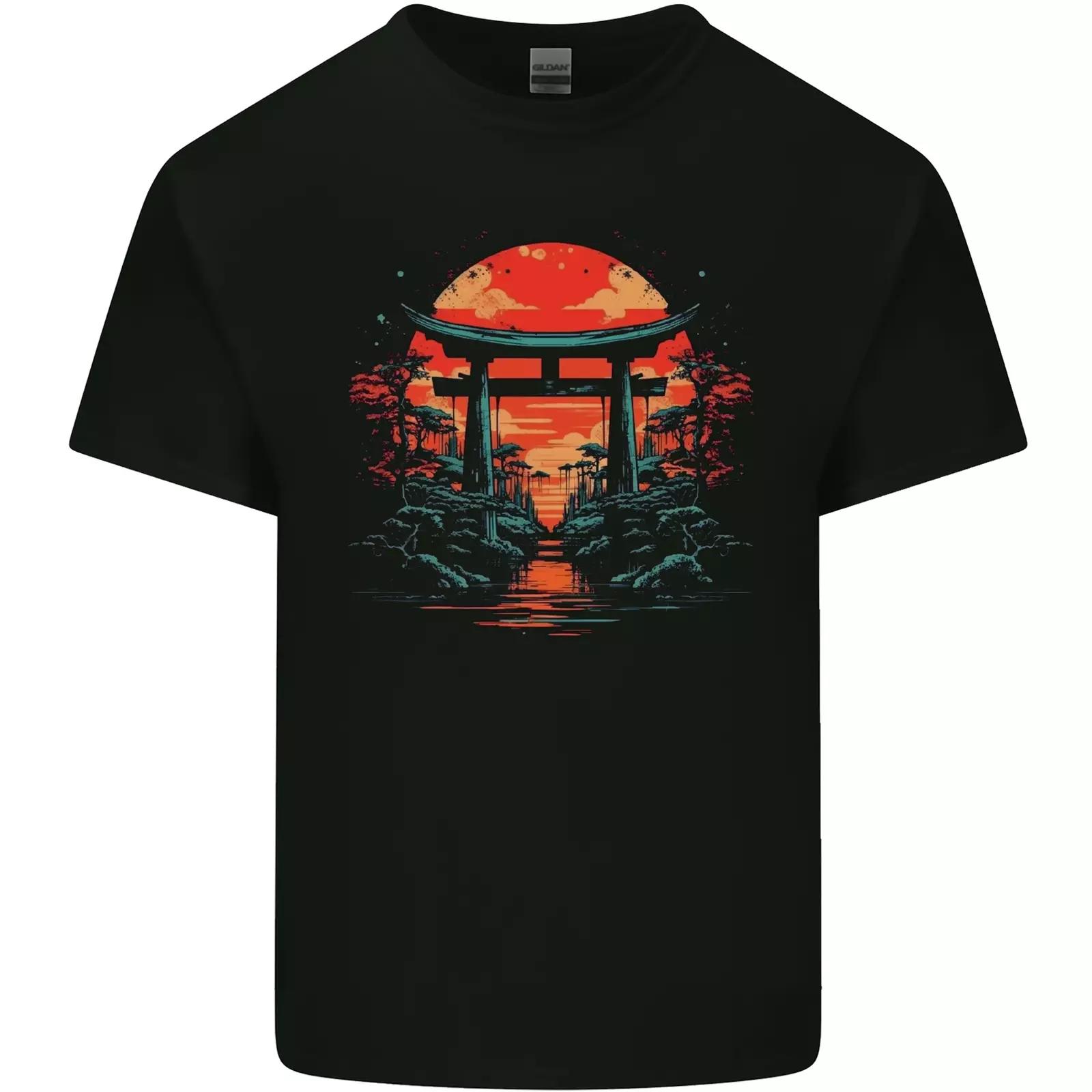 

A Sunset Torii Japan Culture Japanese Mens Cotton T-Shirt Tee Top 3XL