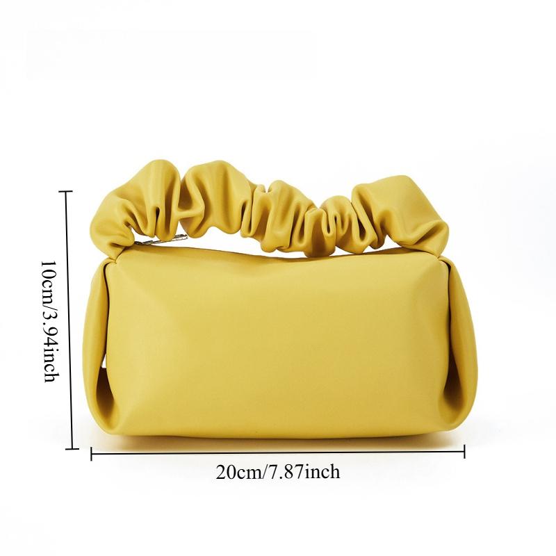 

1pc Ins Solid Color Simple Hand-held Cloud Bag Niche Texture Pleated Women s Makeup Bag Luggage Supplies светло-желтого