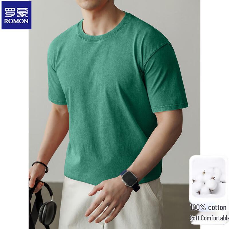 ROMON Atmungsaktives Herren-T-Shirt aus reiner Baumwolle mit kurzen Ärmeln