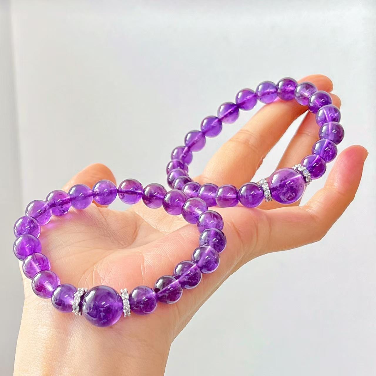 Vintage High Quality Near Vitreous Natural Royal Purple Uruguayan Amethyst Bracelet