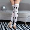 Women’s Wide Vertical Striped Thigh High Halloween Party Novelty Stockings Cute Cosplay Long Lace Top Bow Over Knee High Socks