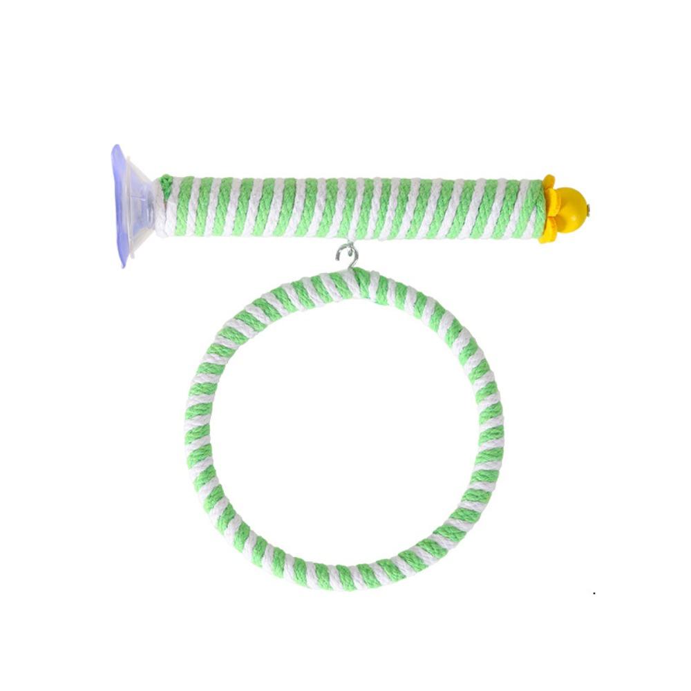 Comfortable Grip Suction Cup Swing Set Linen Rope Hanging Bird Standing Perch Parrot Toy