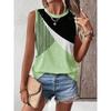 Summer color splicing 3D printing women's fashionable O-neck vest
