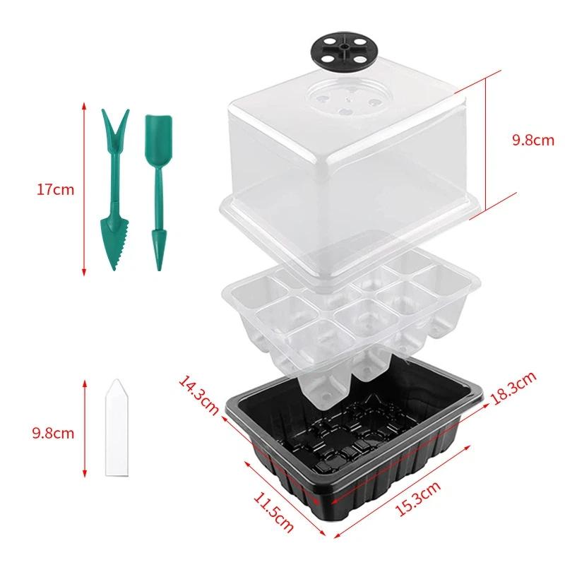 12 Holes Seed Starter Tray Greenhouse Germination Kit with Humidity Dome Plant Seedling Growing Tray with Base Propagation Kit