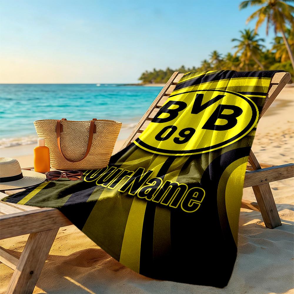 Borussia Dortmund Customized Name Beach Towel Soft Durable Quick-Dry Ideal for Travel Outdoor Swim Pool Yoga Surf Camping Hiking Gym Gift Holiday