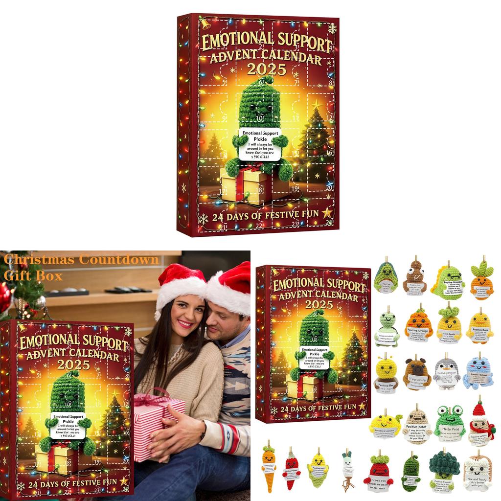 Christmas Emotional Support Advent Calendar With Cartoon Acrylic Decorations For Gift Giving