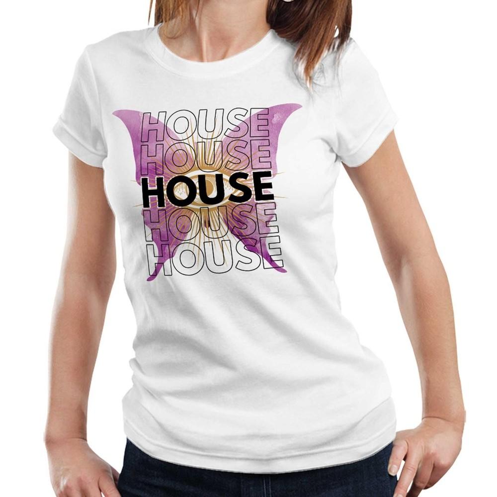 House Music Butterfly Tshirt Semi Fitted Ladies Graphic Rave Festival DJ Tee 2XL