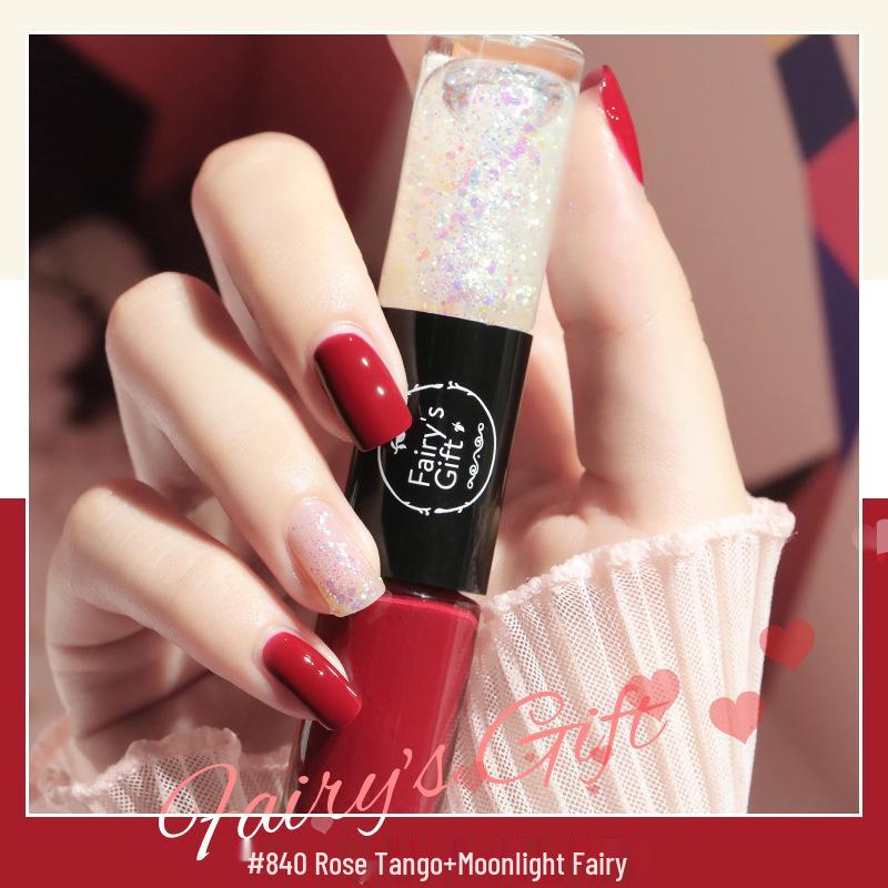 Two-Color Quick-Drying Nail Polish with Large Glitter
