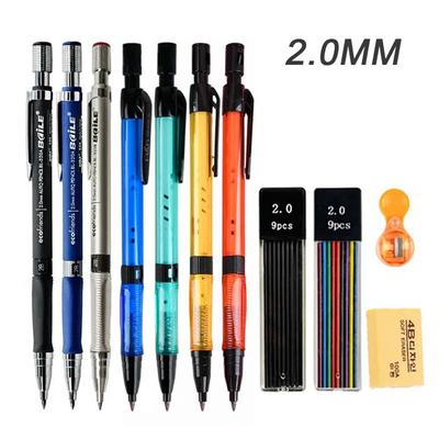 Mechanical Pencil Set 2.0mm with 2B Black/Color Lead Fill, Suitable for Writing Sketch Drawing Office