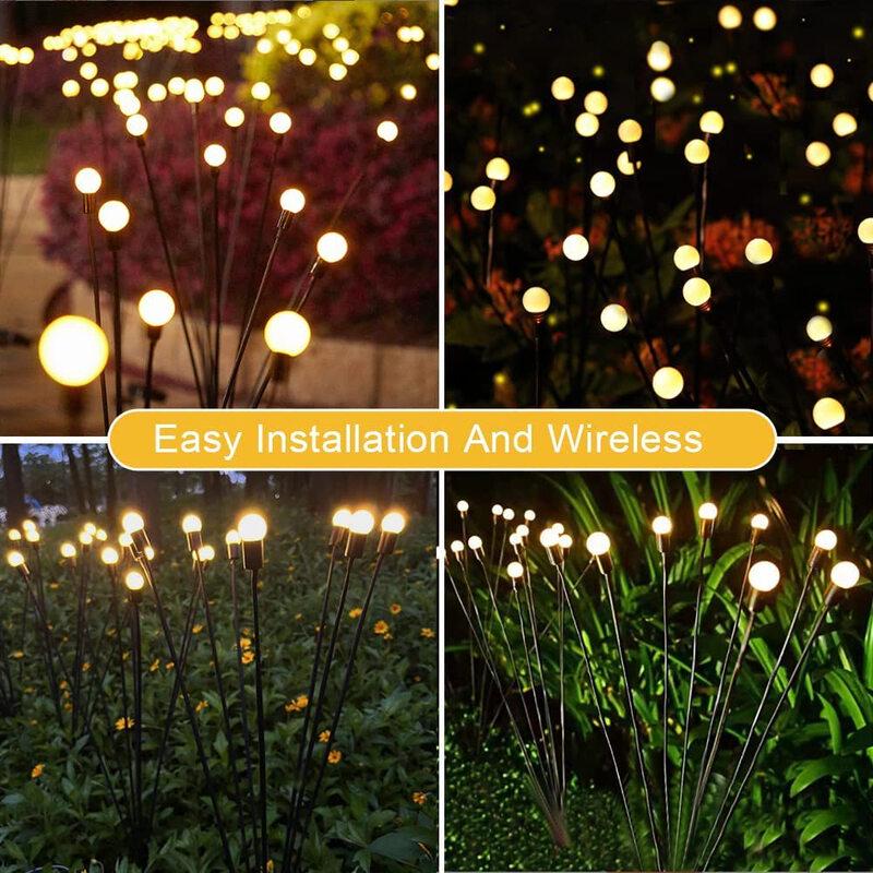 Solar Wind-Activated Firefly LED Garden Lawn Lights