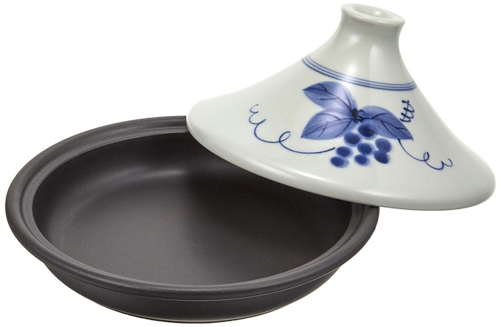 Toyo Ceramics Arita Ware Tagine Pot, 21cm (Heat-Resistant Ceramic Plate), Grape Design, ID-09-03