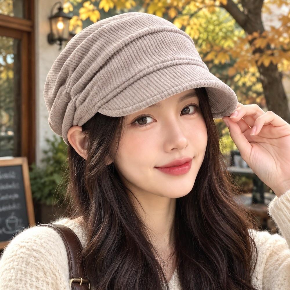 Skin Friendly Corduroy Slouchy Hat Soft Warm Hat Versatile Visor Cap  Vaction