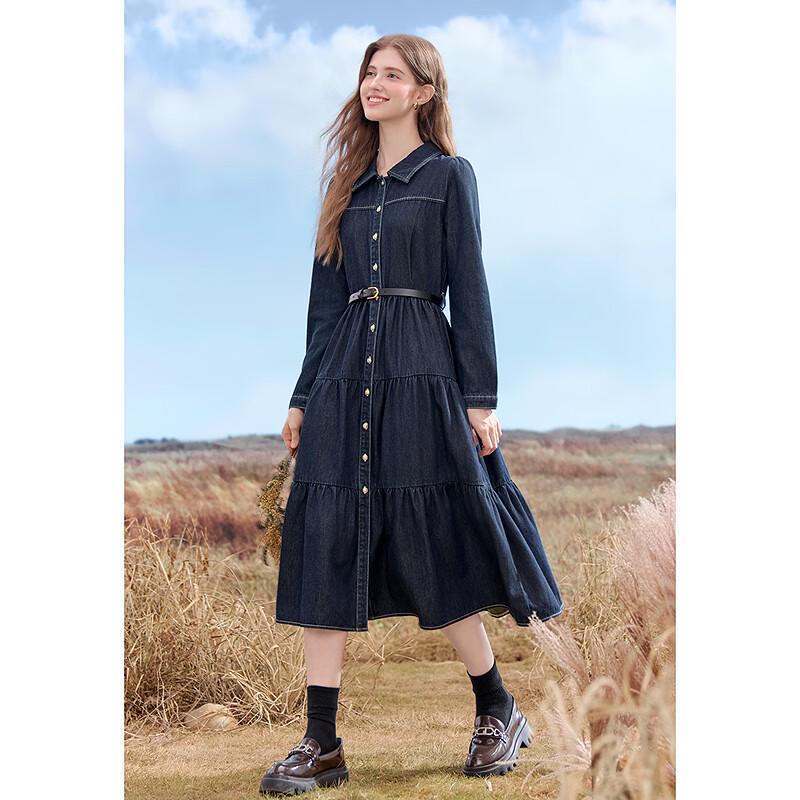 Betu Women's Belted Denim A-line Dress