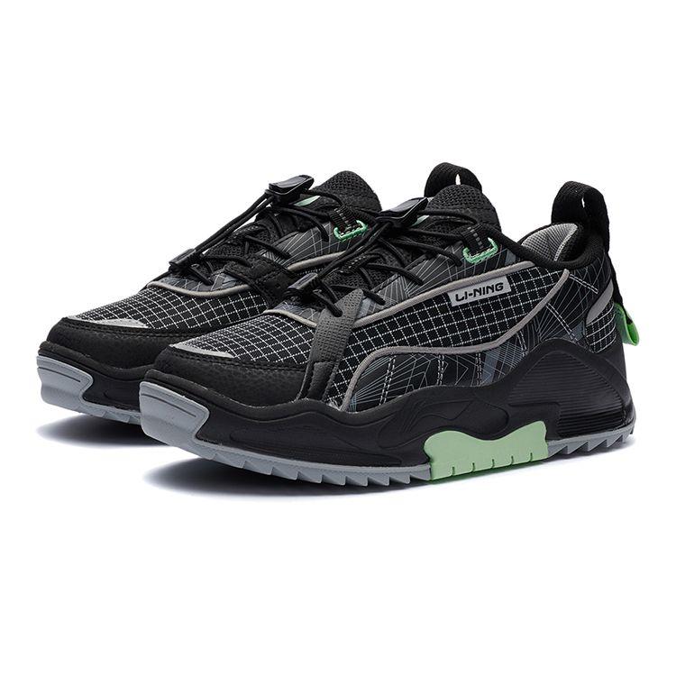 Li-Ning Reflective Non-Slip Shock Absorbing Durable Low-Top Kids Running Shoes Kids sneaker Black YKCR124-1