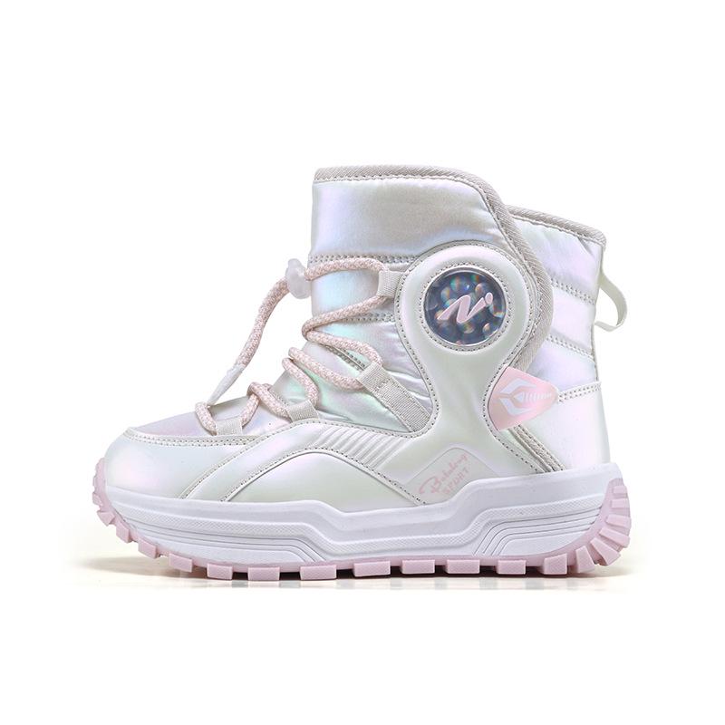 2024 Winter Kids' Snow Boots: Fleece-Lined, Non-Slip, Wear-Resistant, Warm Cotton for Boys & Girls