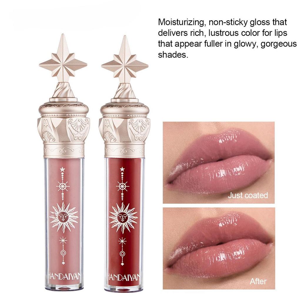 Little Star Stick Lipgloss, Lippenstift, wasserglänzender Film, Spiegel, Lippenglasur, Glas-Lipgloss, feuchtigkeitsspendend, langlebig und verblasst nicht leicht