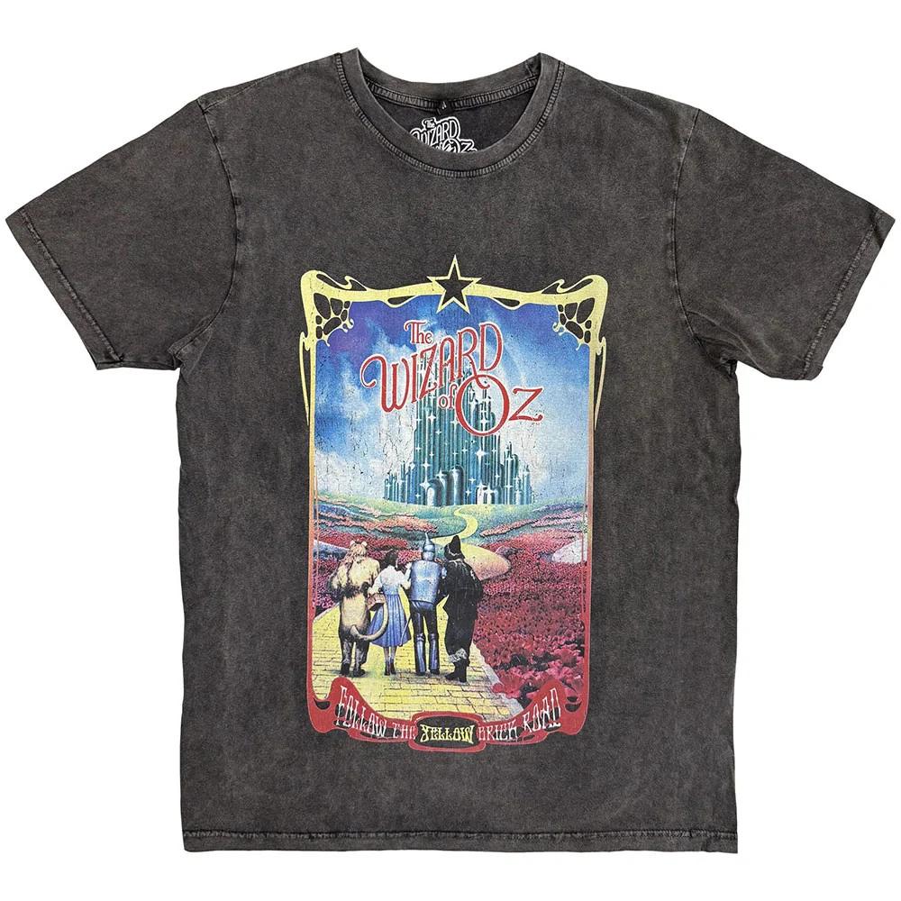 The Wizard of Oz Stone Wash T-Shirt: Yellow Brick Road (Charcoal Grey) OFFICIAL