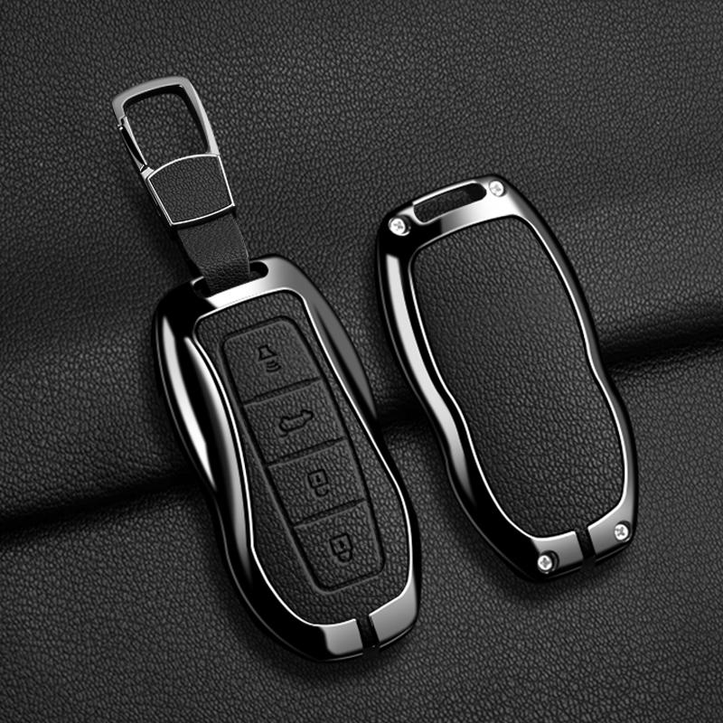 4 Buttons Auto Key Fob Case Cover Housing Fit For Ford Equator Jmc Plus 5 6 7 Sport Ecoboost Zinc Alloy Genuine Leather Protect Key Ring Accessory
