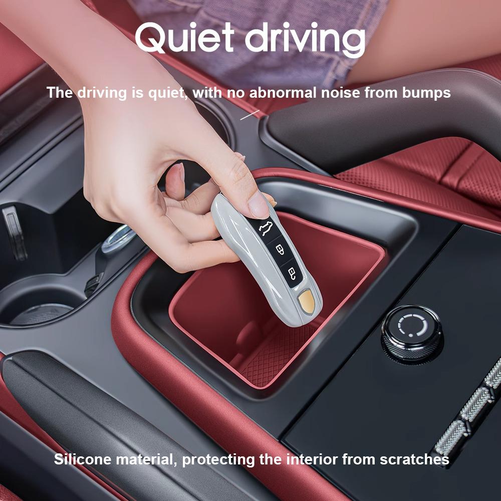 For Porsche Cayenne 2024 2025 Car Silicone Center Console Organizer Box Cup Holder Wireless Charging Pad Cup Insert Accessories