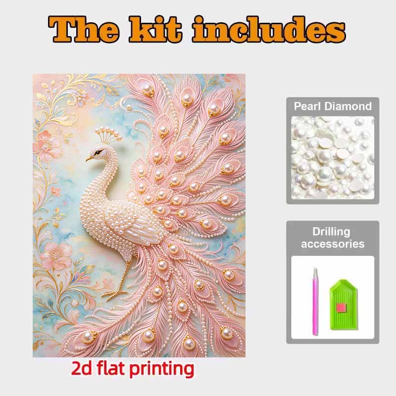 Animal series peacock pearl painting diy selfadhesive handmade home decoration painting gift for her