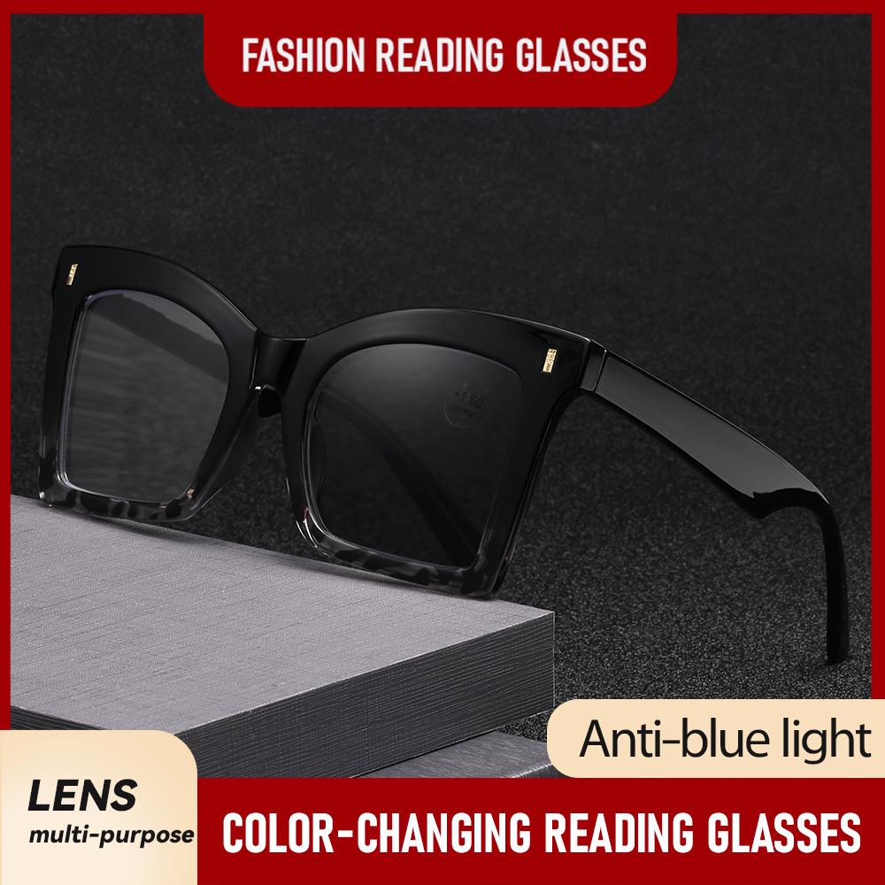 Photochromic Anti-Blue Light Women's Large Frame Reading Glasses - European & American Design
