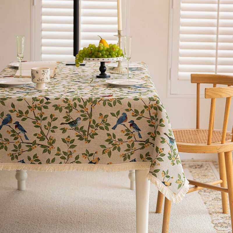 Verdickte Tischdecke aus Baumwolle und Leinen mit Ölgemälde-Stil und floralem High-End-Feeling für das Esszimmer