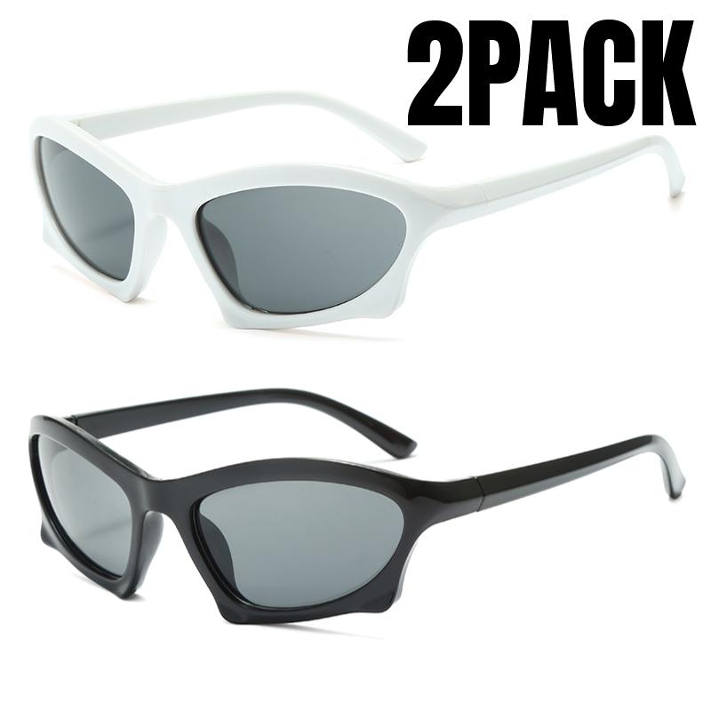 2PCS Sports Sunglasses Women Y2K Trends Punk Sun Glasses Men Retro 2000's Luxury Brand One Piece Special-Shaped