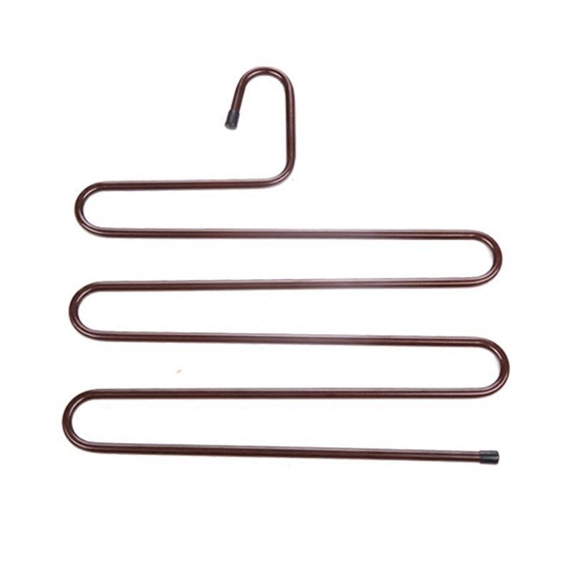 Multi-layer S-shaped Pants Hanging Multi-functional Pants Clip Wardrobe Scarf Rack Iron Spray Plastic Magic Pants Storage Hanger Pants Rack