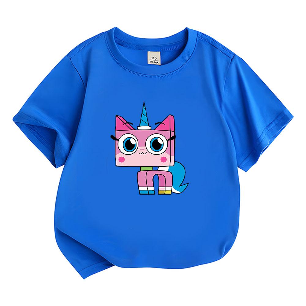 Unikitty Cartoon Children's T-Shirt 100% Cotton Graphic Printing Kids Tees Cute Boys Baby Girls Tops O-Neck Short Sleeve Summer