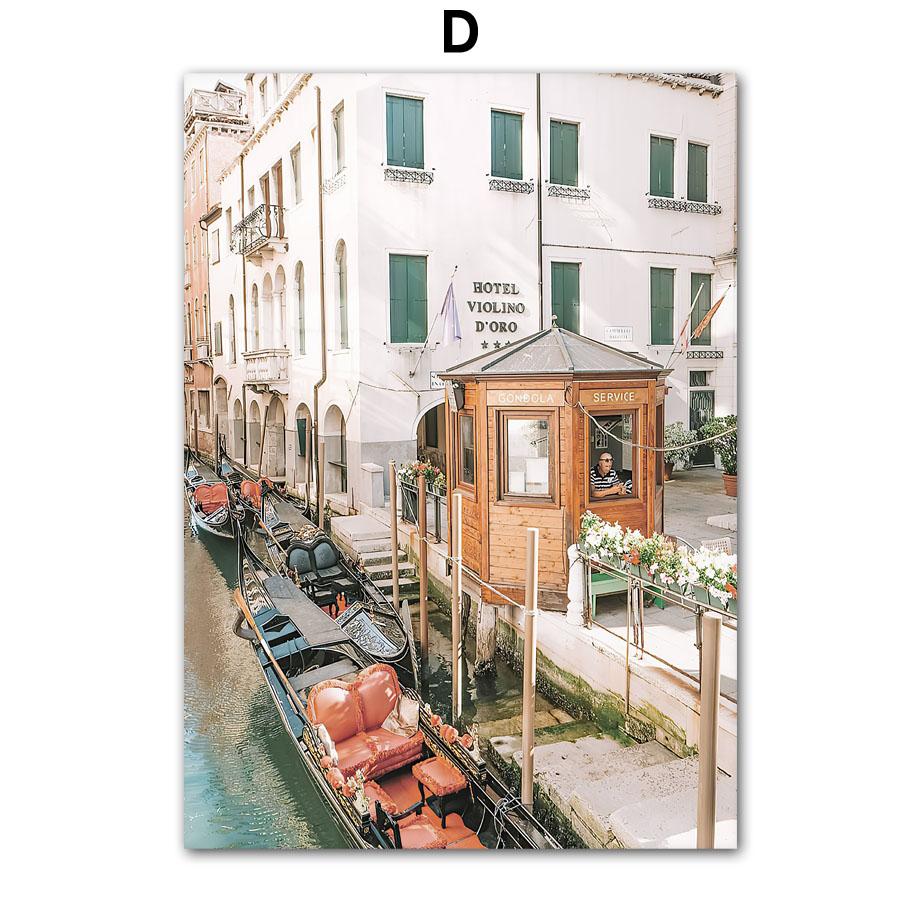 Venedig Meer Tür Gebäude Frucht Herbstlandschaft Poster und Drucke Wandkunst Leinwandmalerei Bilder Für Wohnzimmer Heimdekor