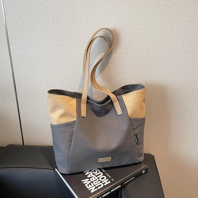 Casual Canvas Bag Women's 2025 New Tote Bag Large Capacity Fashion Shoulder Bag Student Class Commuting Bag