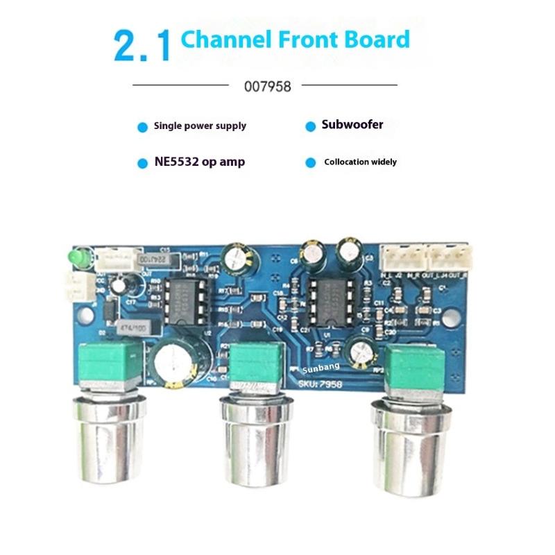 NE5532 2.1 Channel Auditory Preamp Board Low Pass Filter Circuit Subwoofer Control Single Power