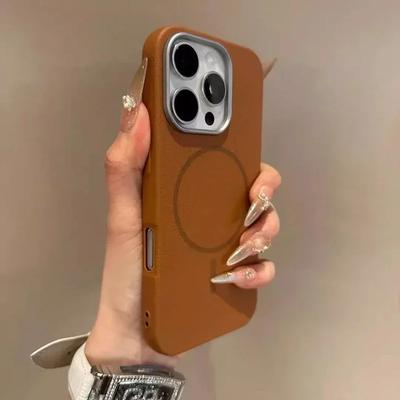 Luxury Magsafe Wireless Charging Leather Phone Cases For iPhone 16 12 13 14 15 16 Pro Max Plus Magnetic Bumper Cases Cover