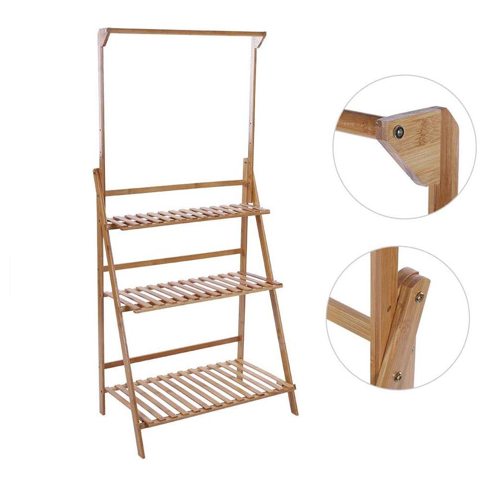 Multifunctional Multilayered Bamboo Storage Rack Potted Plant Household Office