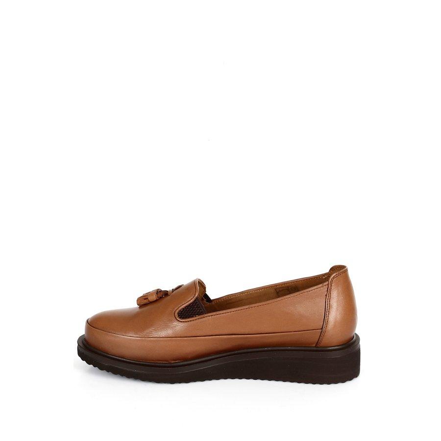 Damen-Freizeitschuhe aus echtem Leder mit Keilabsatz und Mokassins