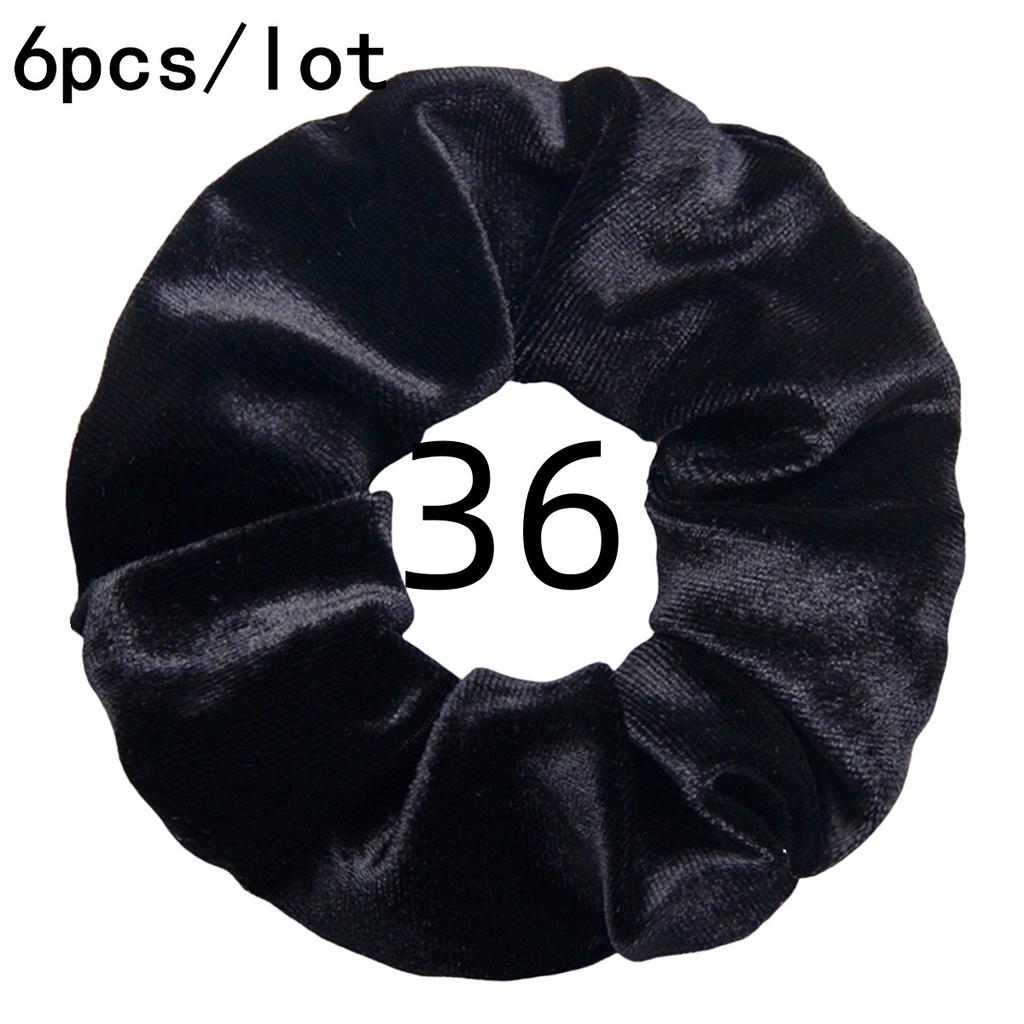6pc/lot Scrunchies Velvet Scrunchies Hair Accessories For Women Elastic Bands Elegant Ponytail Solid Colors White Black Coffee