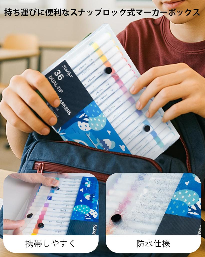 JusArt Acrylic Marker Paint Markers with Brush Tip and Fine for Acrylic Art Metallic for Writing On and Perfect As a Gift Pens, 48-Color Set, Tip,