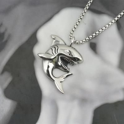 European and American Trend Fierce Great White Shark Fashion Punk Style Men's Jewelry Necklace Pendant