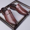 Summer New Designer Half Slippers for Men Fashion Casual Pointed-toe Dress Shoes Male Solid Color Leather Shoe Mules Man