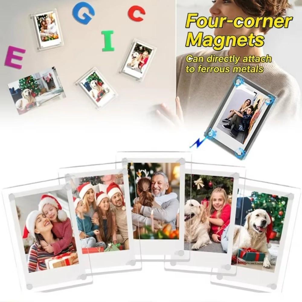 Double Sided Fridge Magnetic Photo Frame Transparent Fridge Photo Frame Refrigerator Display