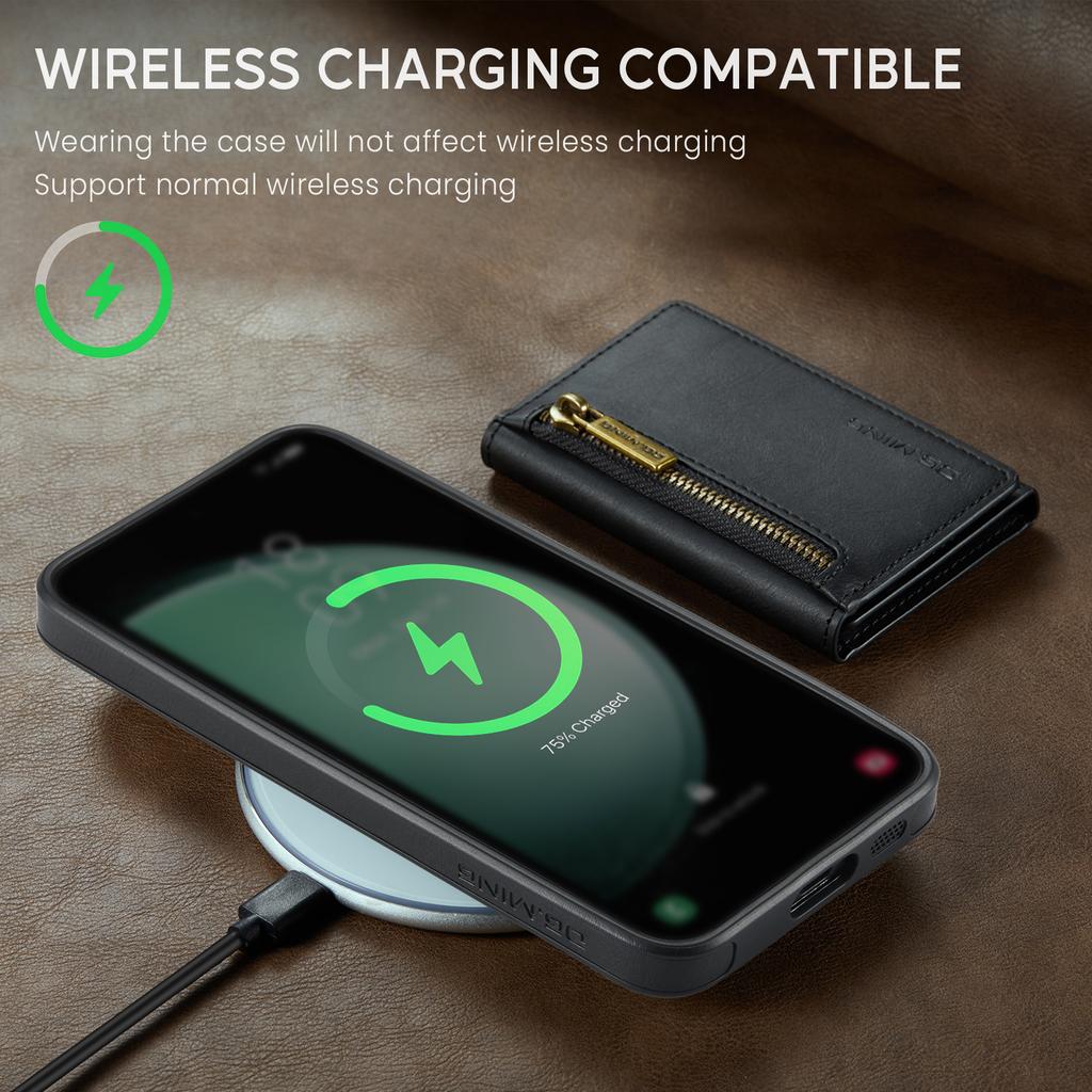 DG.MING M5 Series For Samsung Galaxy S24 FE Case Detachable Magnetic Leather Phone Cover with Card Slots